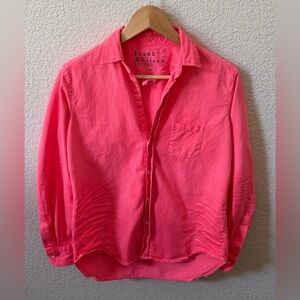 Frank & Eileen XS "The Eileen" Watermelon pink Cotton Button Blouse USA •flaws